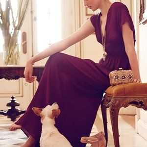 Anthropologie Konrad+Joseph Fuchsia 100% Rayon Georgette Epilogue Maxi Dress